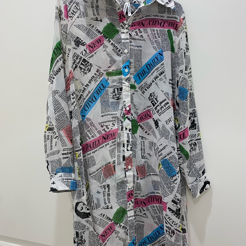 Live 4 Truth Newspaper Print Button-Up Top